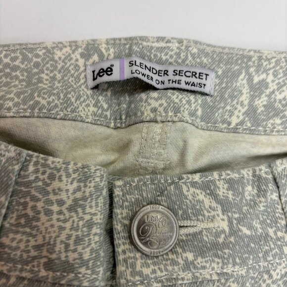Lee Slender Secret Lower on the waist Women size 12 Beige Gray Snake Print Jeans - Picture 2 of 4
